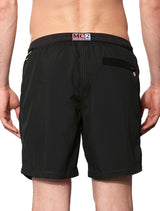 Man black zipped swim shorts