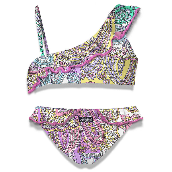 Bikini da bambina monospalla con volant