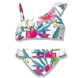 Bikini da bambina monospalla con volant