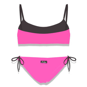 Bikini da bambina a bralette con grafica frontale St. Barth