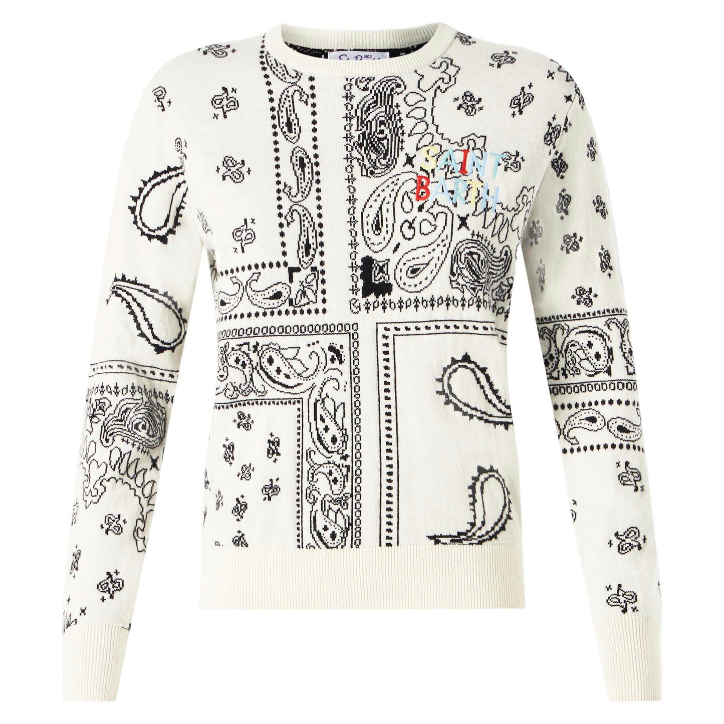 Damenpullover mit aufgesticktem Bandana-Print