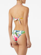 Bikini da donna a fascia con stampa tropicale