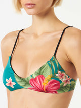 Damen-Bralette-Top mit Ibiskus-Print