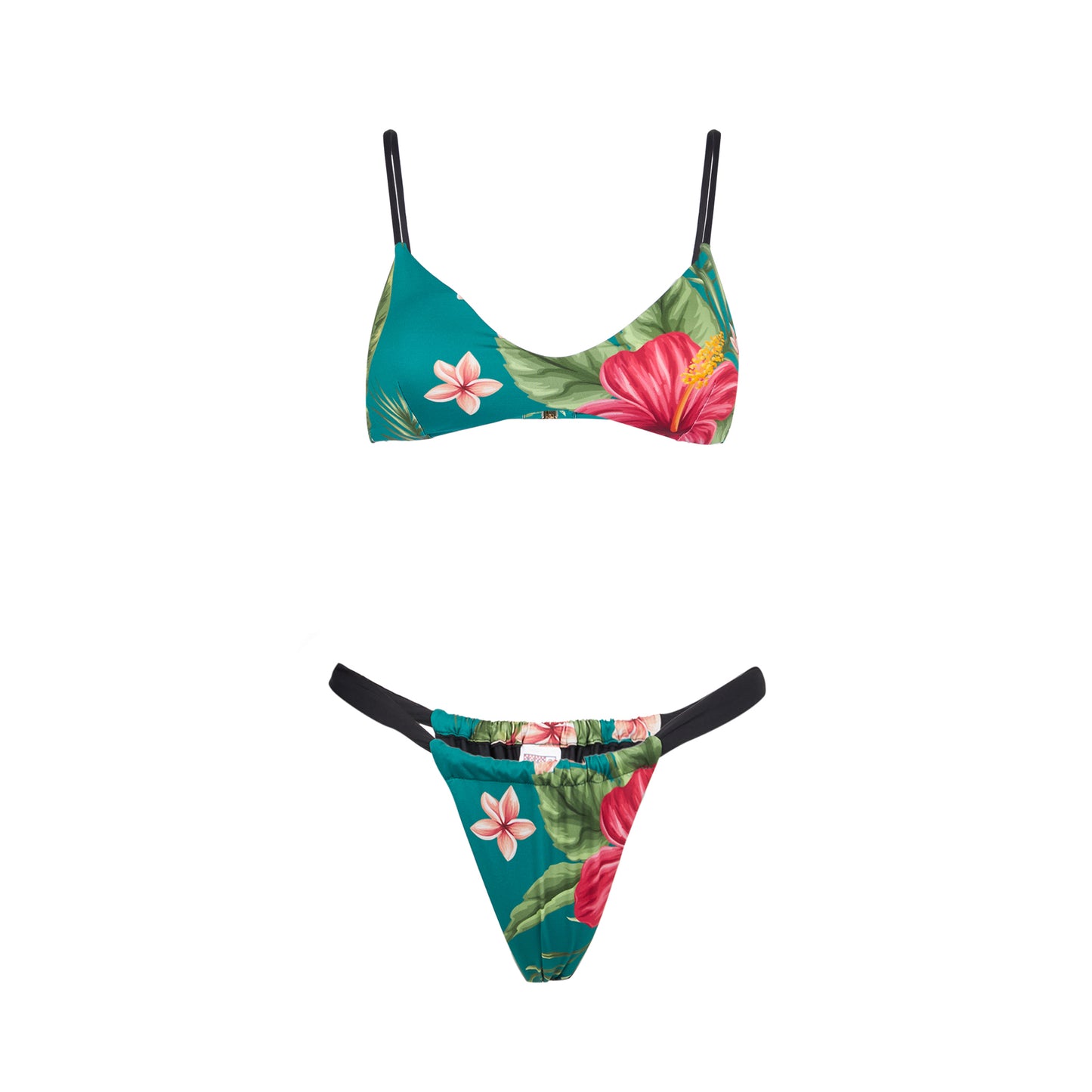 Bandeau-Bikini für Damen mit tropischem Aufdruck