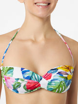 Bikini da donna a fascia con stampa tropicale