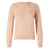 Maglione da donna beige garzato con ricamo