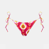 Woman cheeky swim briefs with ikat print