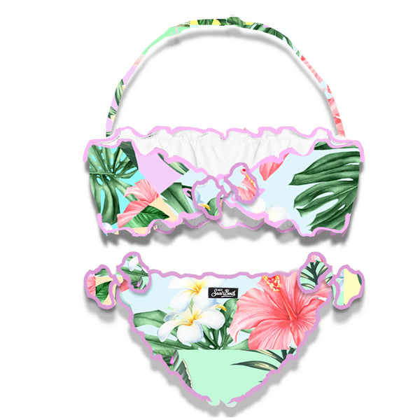 Girl bandeau bikini with flower print