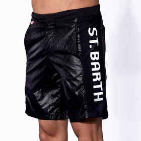 Check swim shorts with contrast lateral band - MC2 Saint Barth
