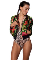 Bomber con stampa tropicale