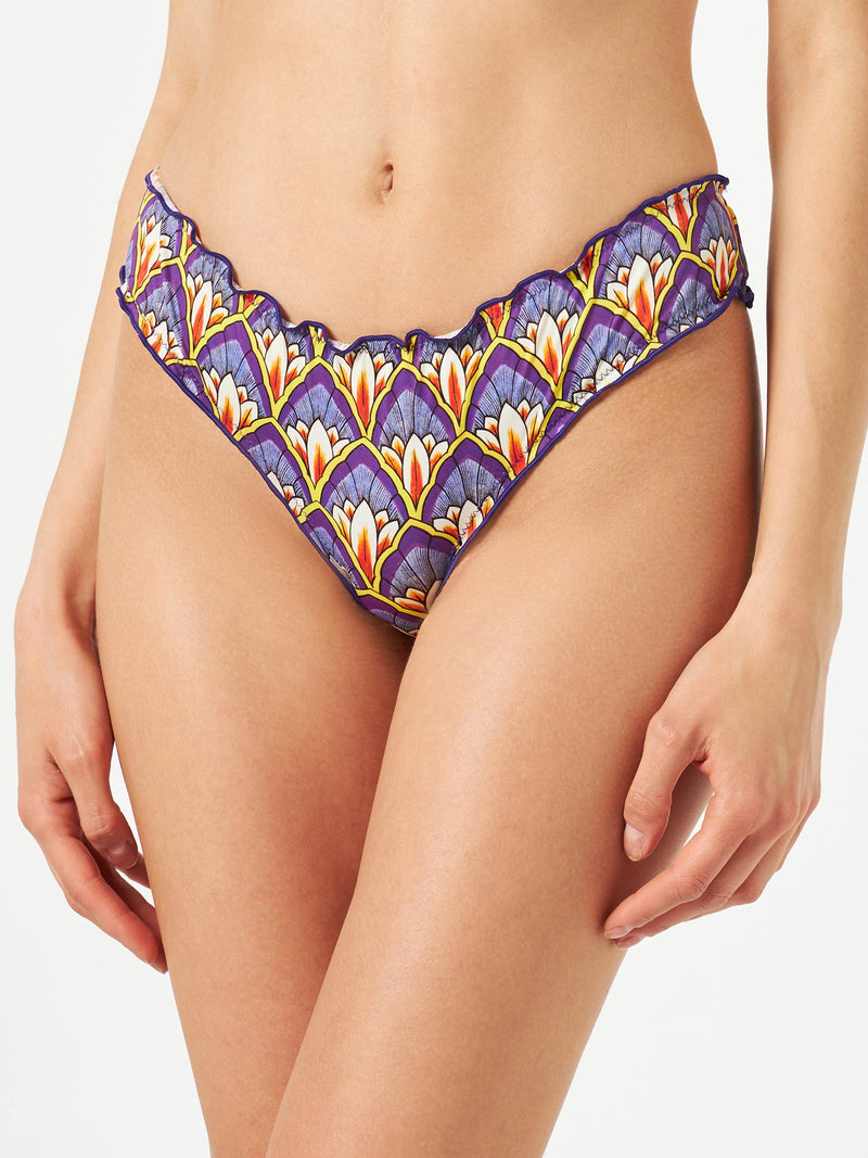 Woman cheeky swim briefs with print