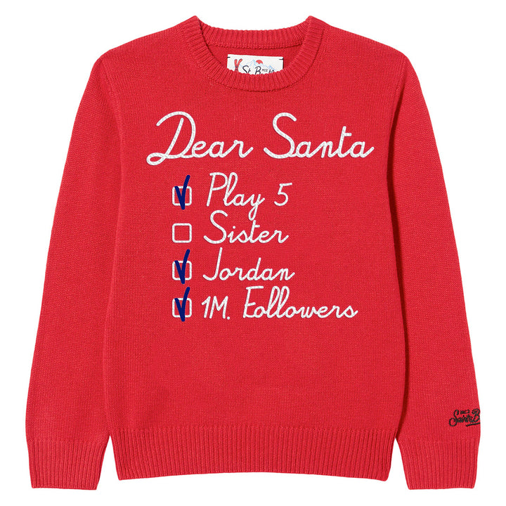 Maglione da bambino con lettera di Babbo Natale ricamata