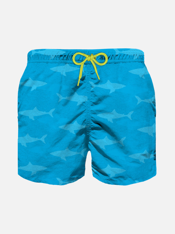 Boy swim shorts with terry embossed sharks