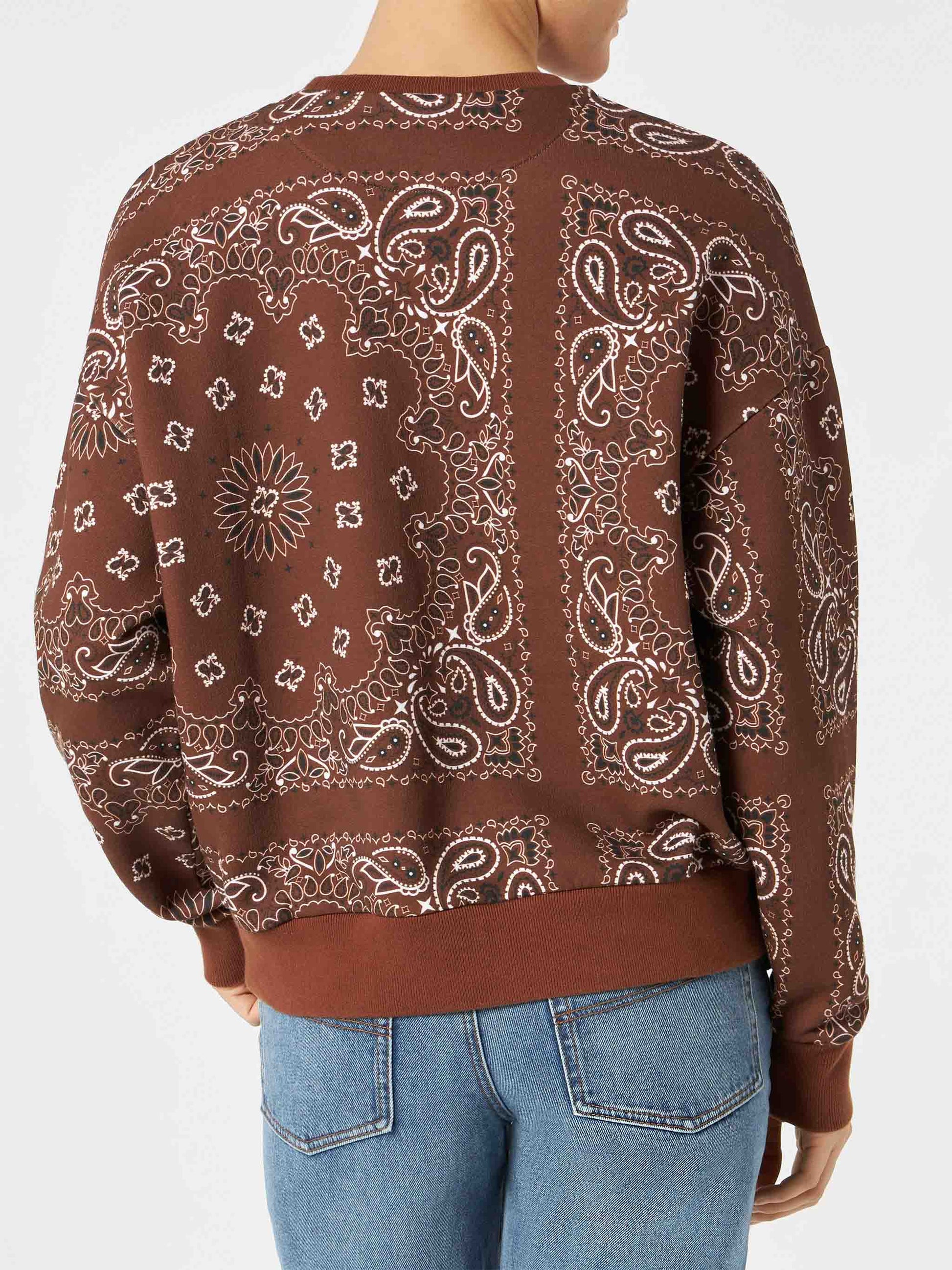 Woman fleece sweatshirt with bandanna print - MC2 Saint Barth