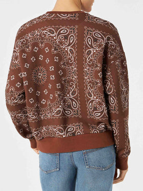 Woman fleece sweatshirt with bandanna print - MC2 Saint Barth