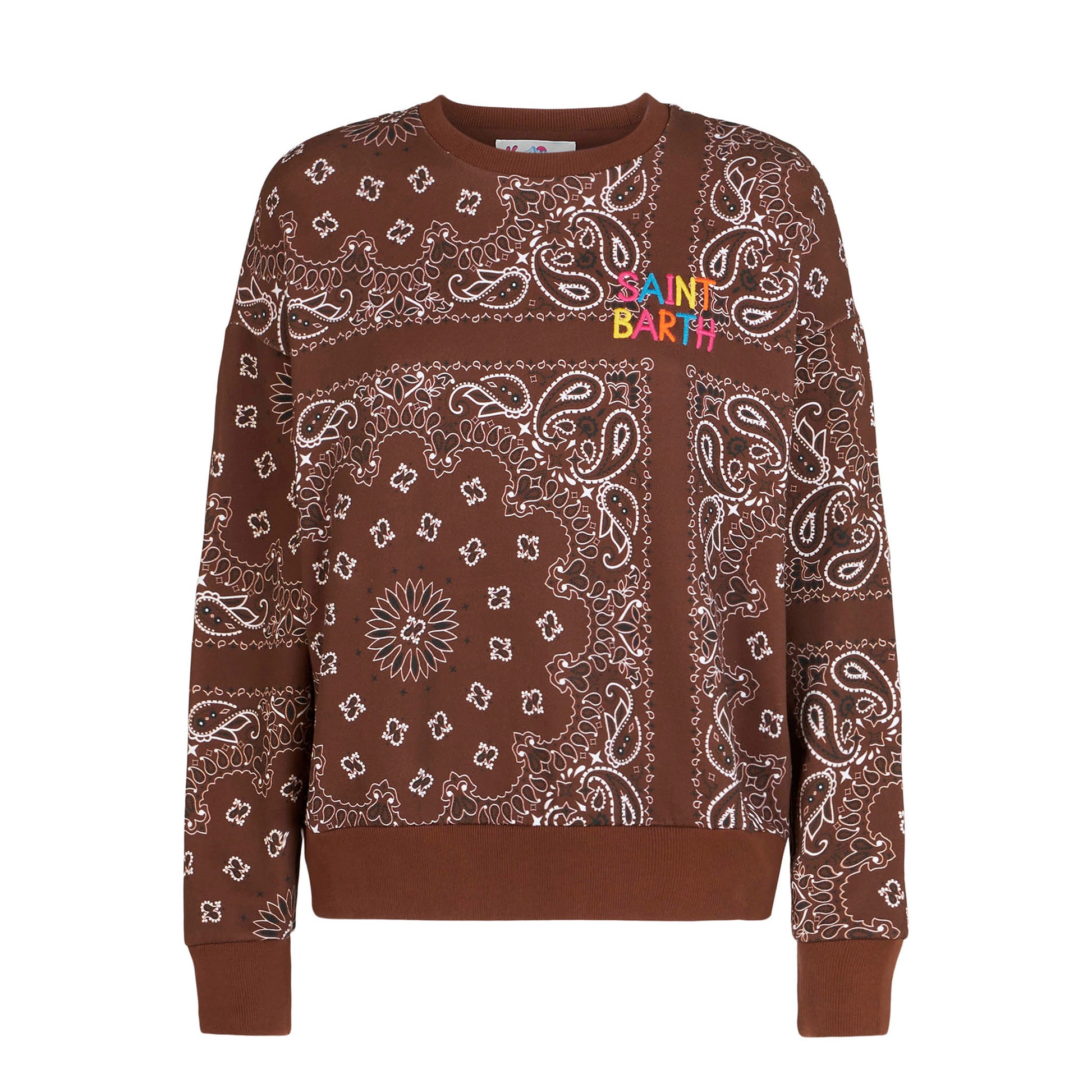 Woman fleece sweatshirt with bandanna print - MC2 Saint Barth