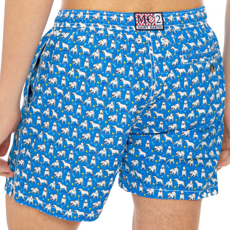 Light fabric man swim shorts bull terrier print