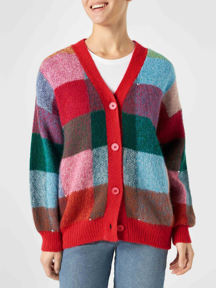 Woman brushed multicolor cardigan with rhinestones - MC2 Saint Barth