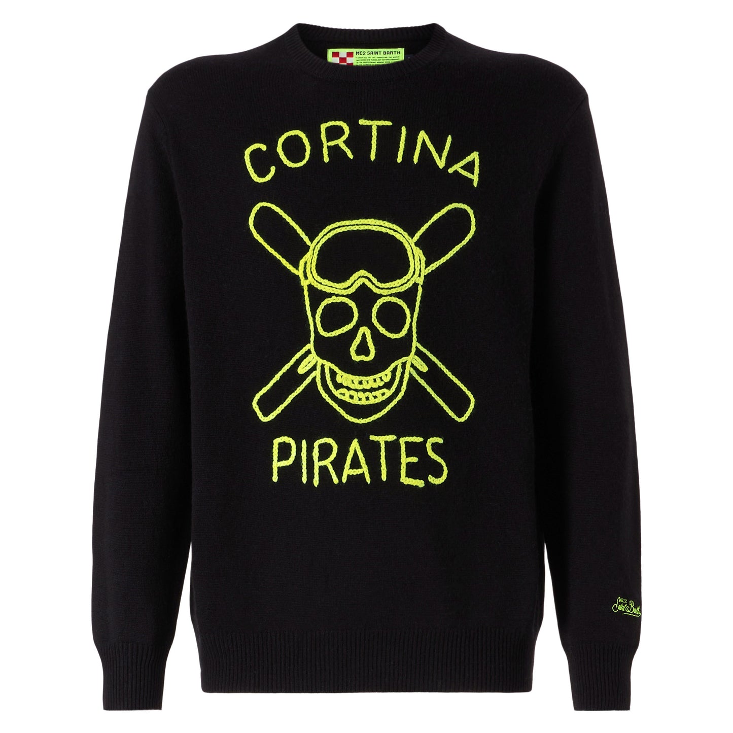 Schwarzer Herrenpullover Cortina Pirates mit Fluo-Stickerei