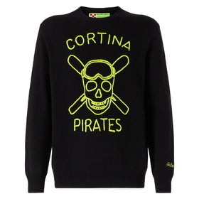 Schwarzer Herrenpullover Cortina Pirates mit Fluo-Stickerei