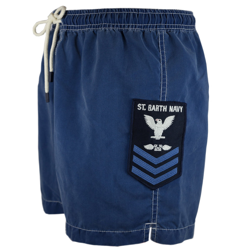 Délavé blue navy cargo man shorts