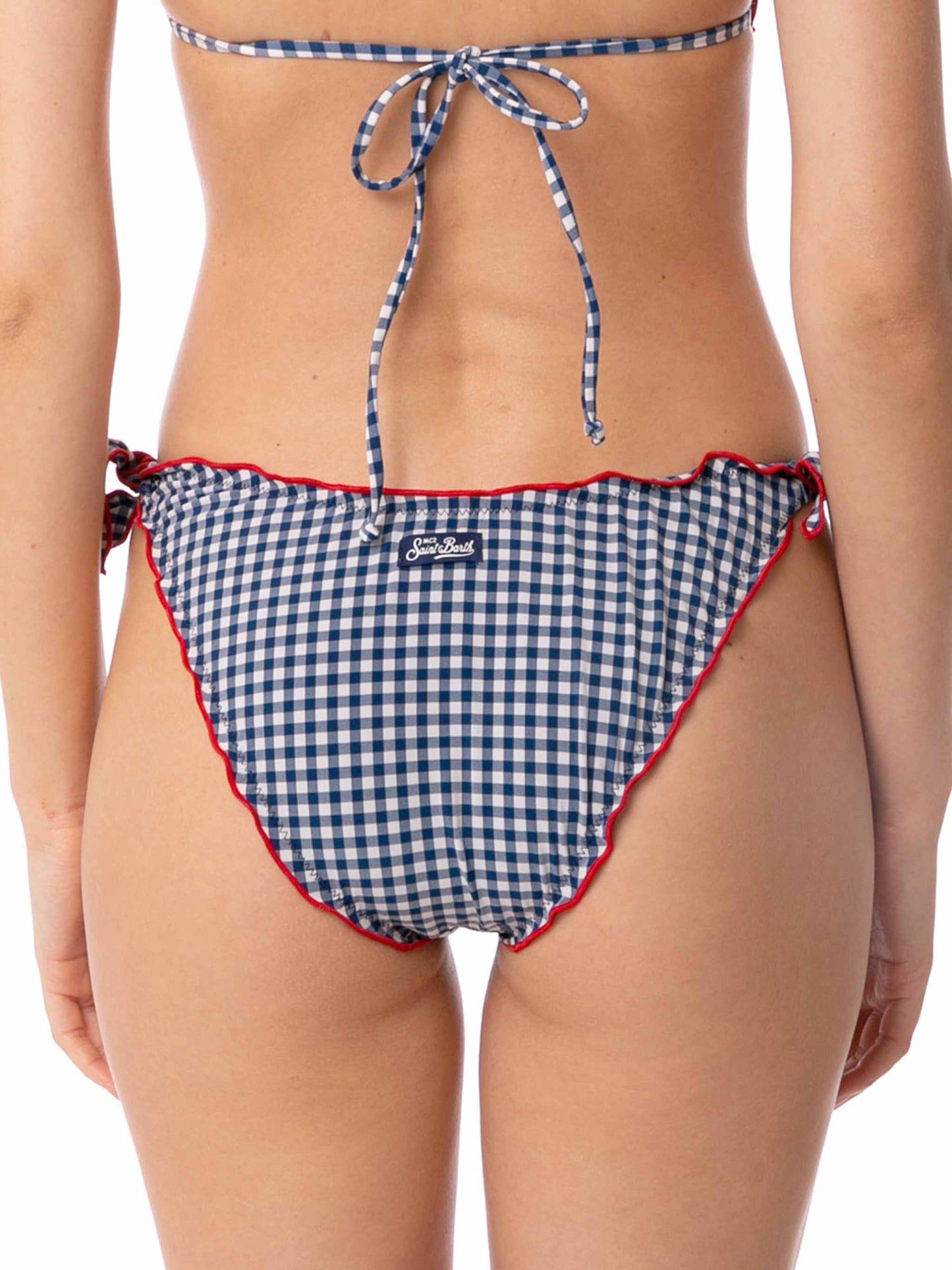 Damen-Badehose mit Rüschen und Gingham-Print