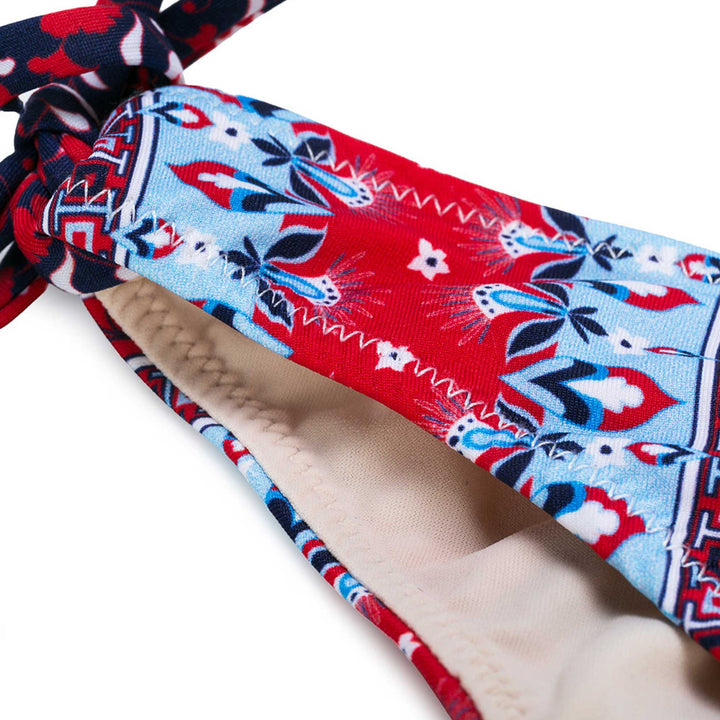 Bikini da bambina stampa gipsy rosso e blu