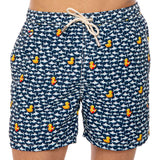 Light fabric man swim shorts duckies and sharks print