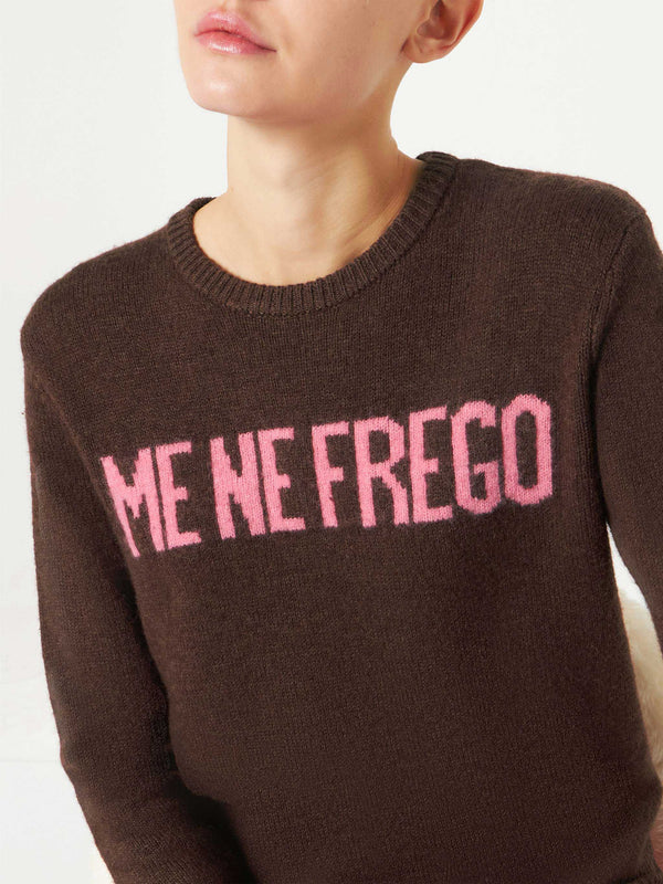 Woman brushed sweater with Me Ne Frego print