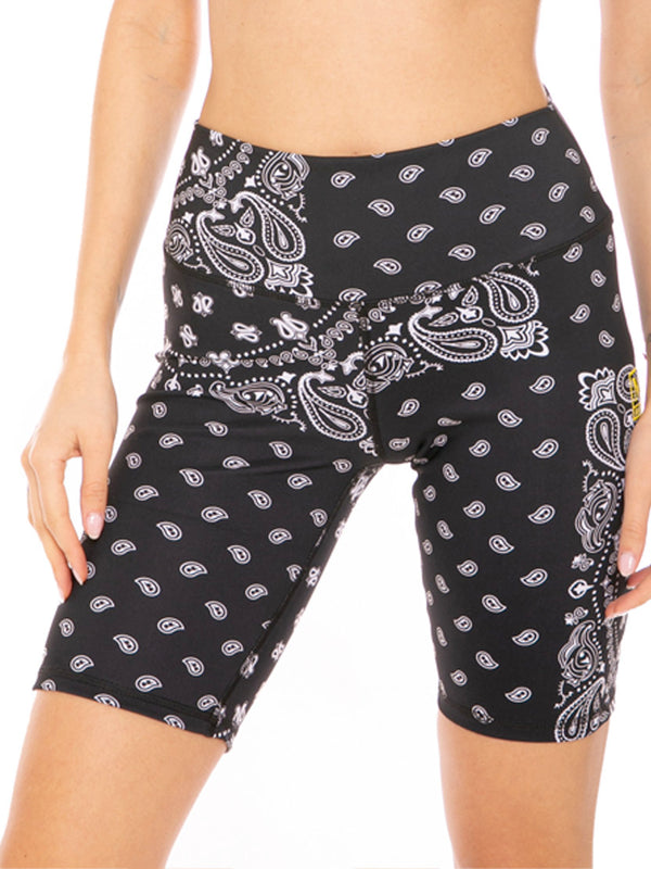 Biker shorts black bandana all-over print