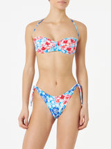 Bikini da donna a fascia con stampa fiori