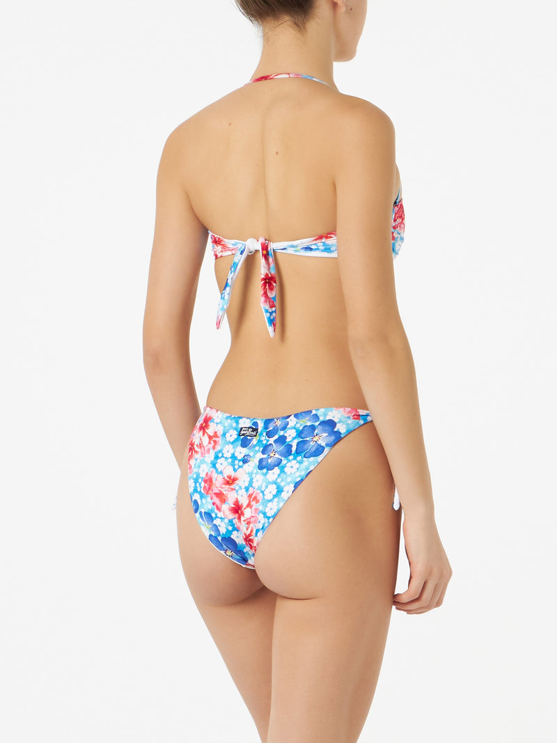 Bikini da donna a fascia con stampa fiori