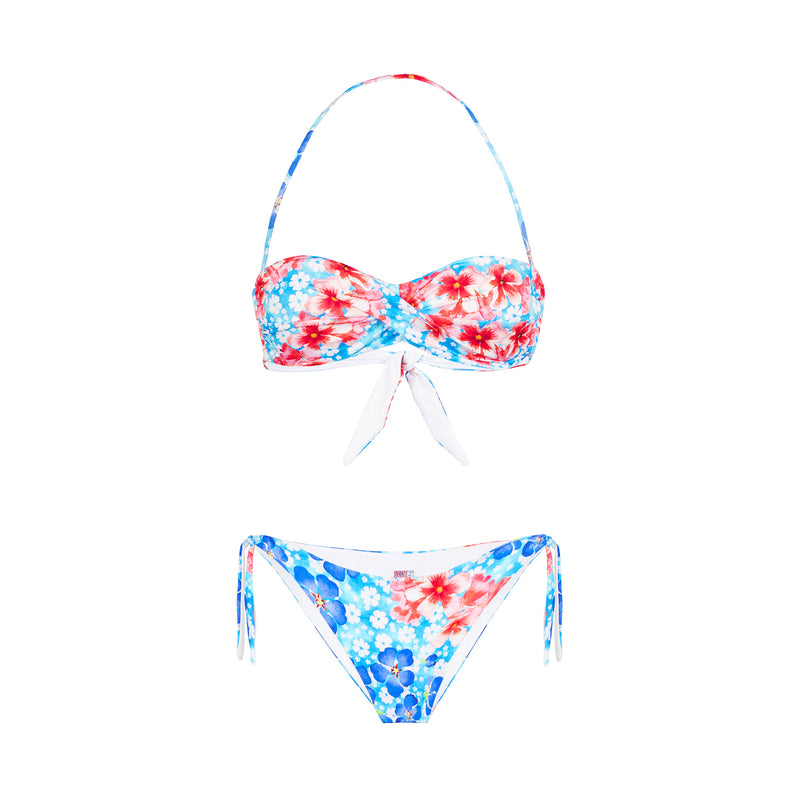 Bikini da donna a fascia con stampa fiori