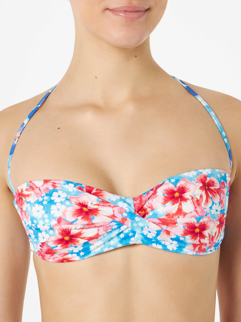 Woman bandeau top with flower print