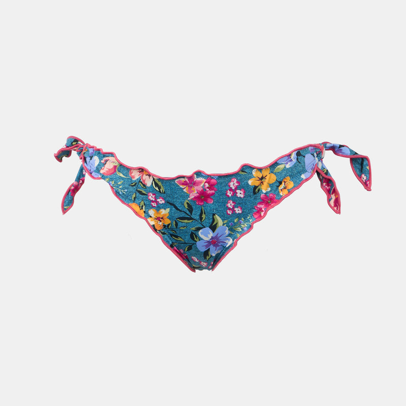 Woman ruffled swim briefs with butterfly print