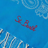 Fouta in morbido jacquard bluette con stampa bandana