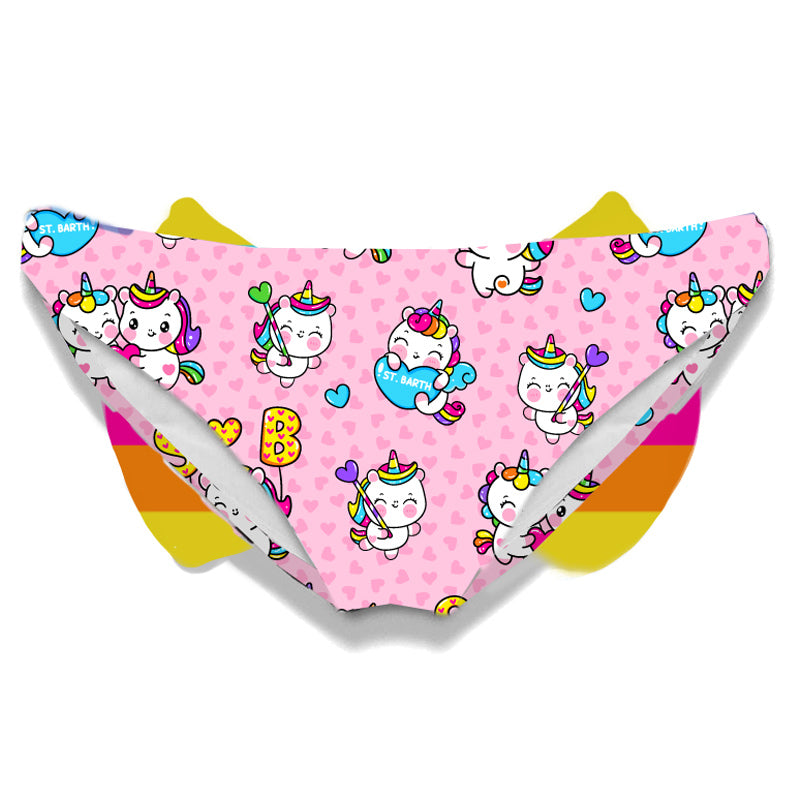 Girl swim briefs with unicorn print