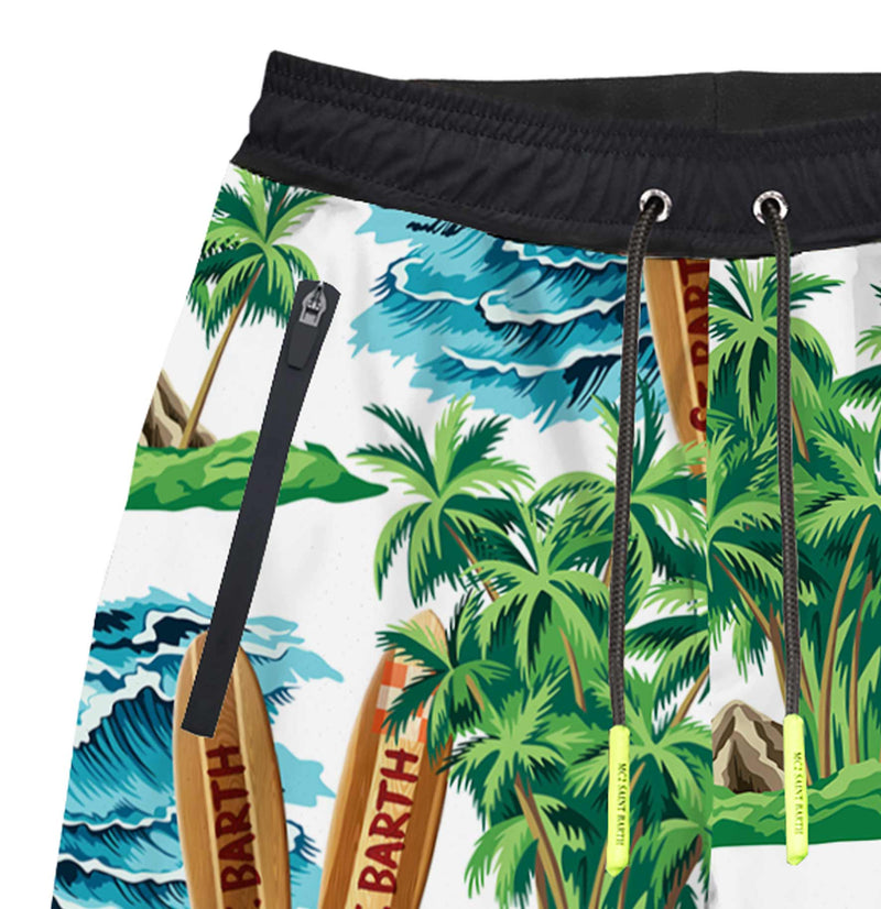 Costume da bagno con stampa hawaiana stile surf