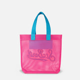 Mesh fuchsia shopper bag with terry patch