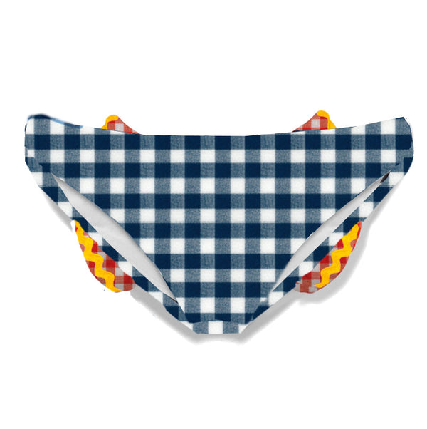 Girl swim briefs with gingham print