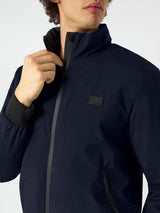 Herrenblaue Bomberjacke mit Sherpa-Futter