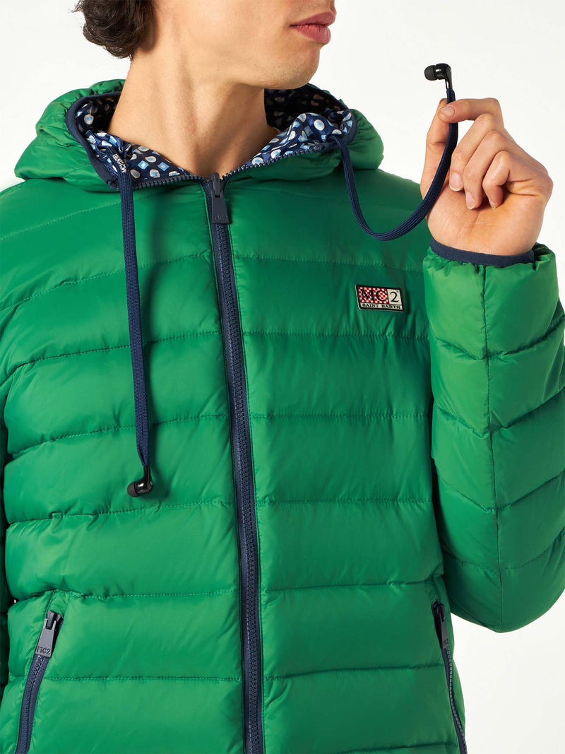 Man double face green down jacket