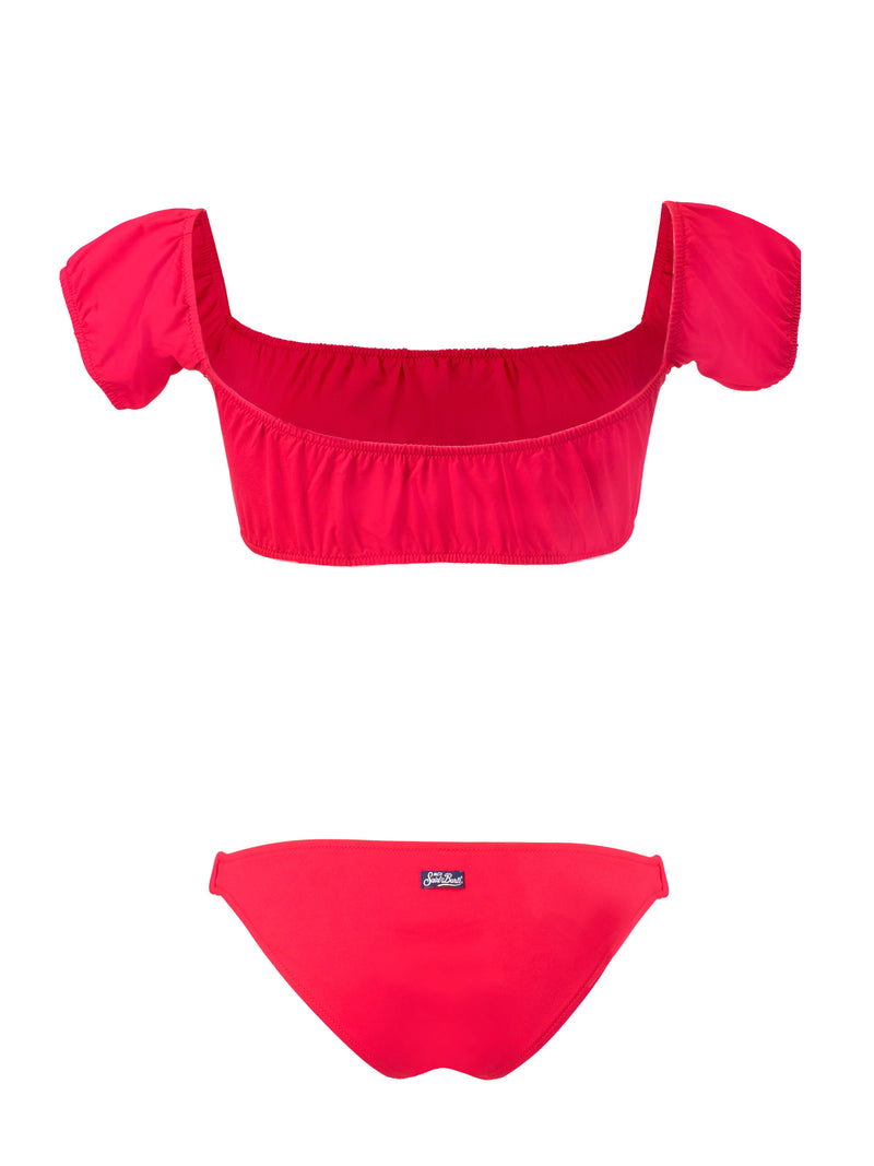 Bikini rosso con spalle scoperte