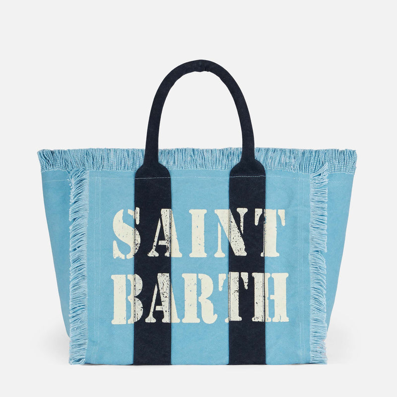 Vanity-Schultertasche aus Segeltuch mit Saint Barth-Logo