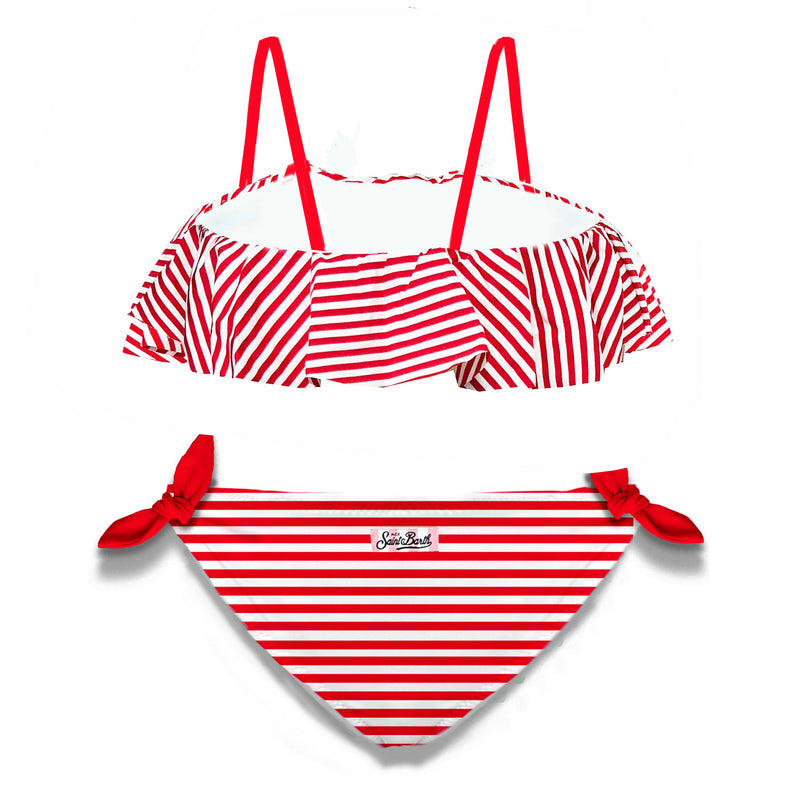 Bikini da bambina a righe rosse 