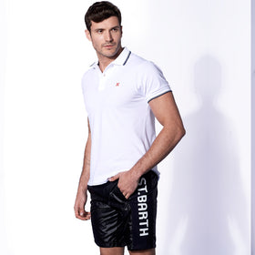 Check swim shorts with contrast lateral band - MC2 Saint Barth
