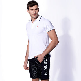 Check swim shorts with contrast lateral band - MC2 Saint Barth