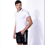 Check swim shorts with contrast lateral band