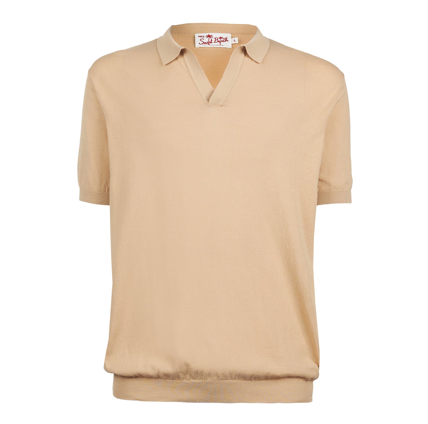 Polo Sloan in maglia beige senza bottoni
