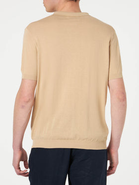 Polo Sloan in maglia beige senza bottoni